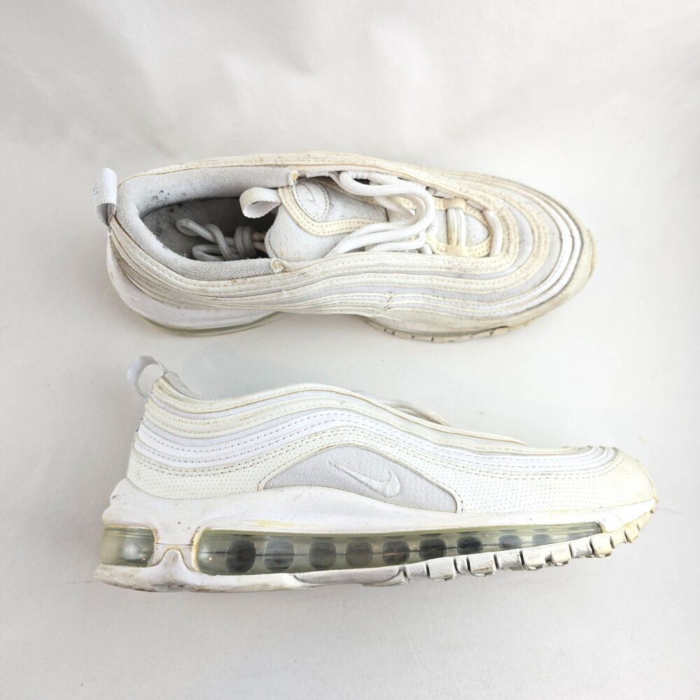 Nike Air Max 97 Shoes Youth 4Y White Silver Running Sneakers 921522-100 Kids